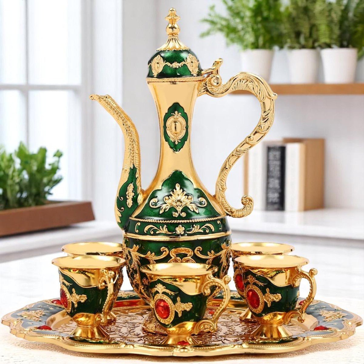 Cafetière Turque - VintageTurkCoffeeSet™ - Vert & Doré - Nana's Cuisine