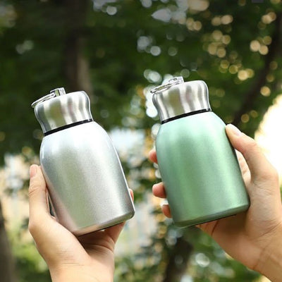 Bouteille isotherme cafe grise et verte