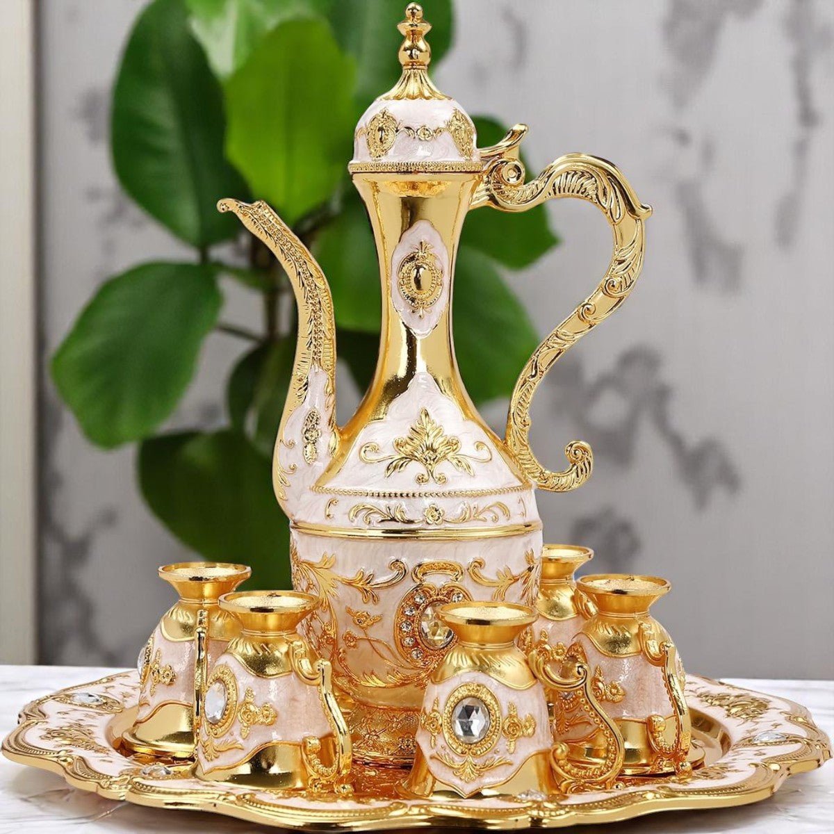 Cafetière Turque - VintageTurkCoffeeSet™ - Blanc & Doré - Nana's Cuisine