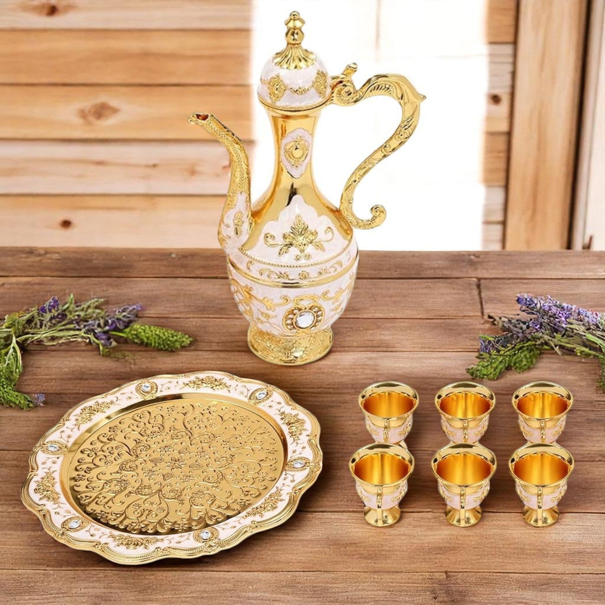 Cafetière Turque - VintageTurkCoffeeSet™ - Blanc & Doré - Nana's Cuisine