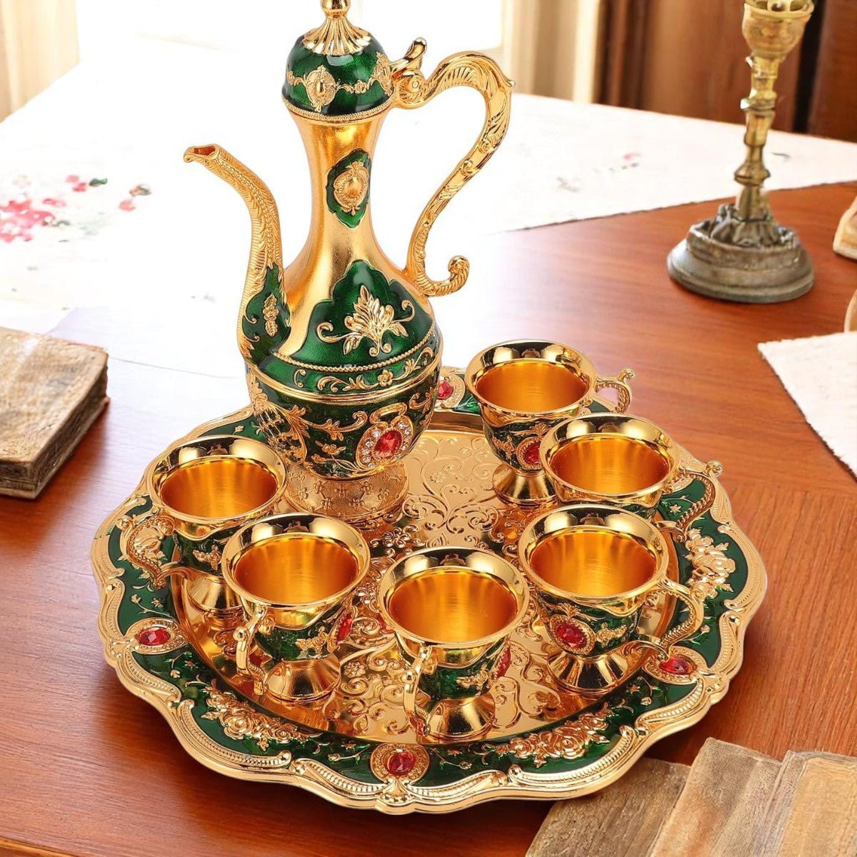 Cafetière Turque - VintageTurkCoffeeSet™ - Vert & Doré - Nana's Cuisine