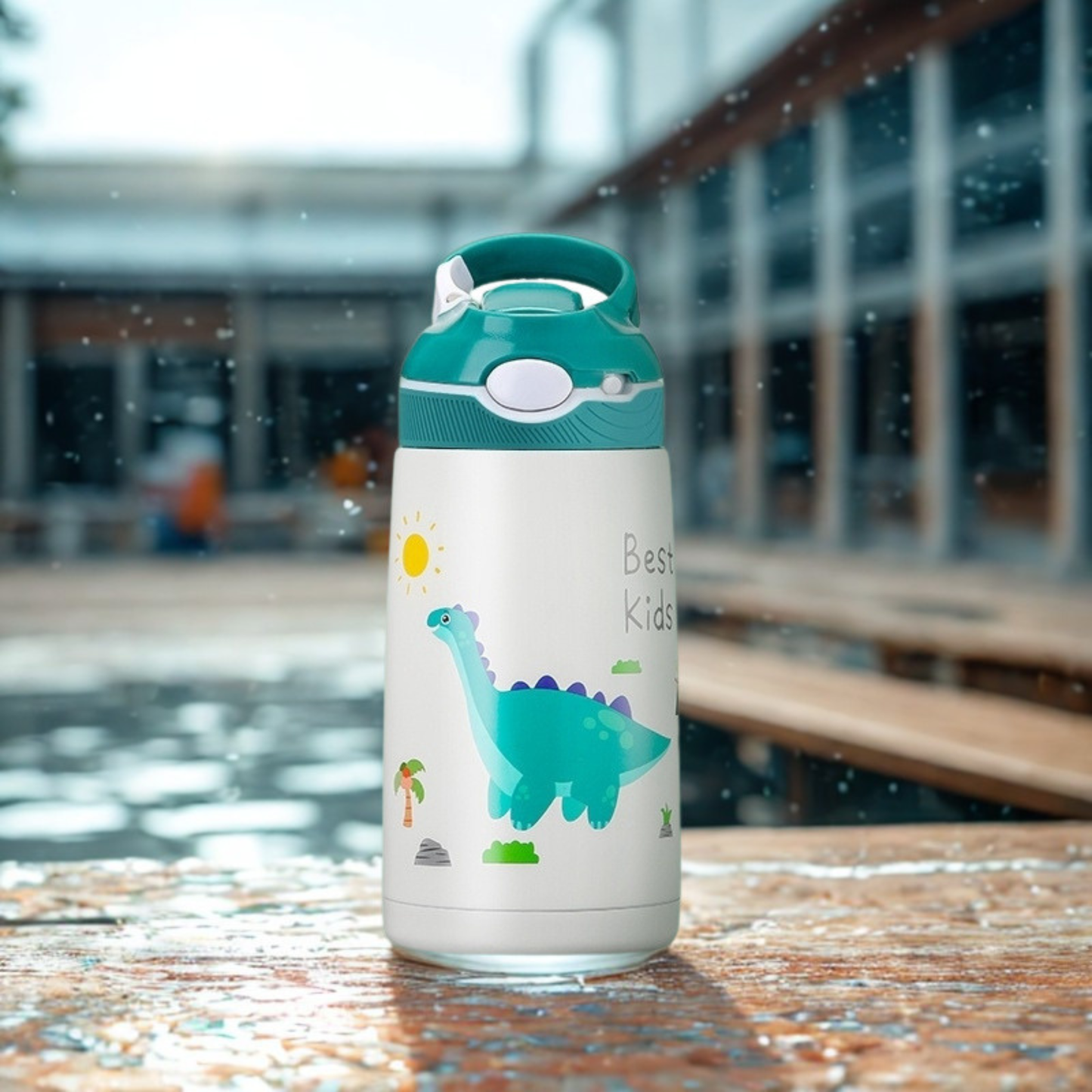 gourde isotherme enfant verte motif dino
