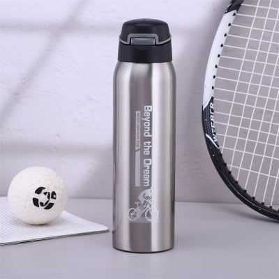 gourde isotherme velo grise decor balle raquette