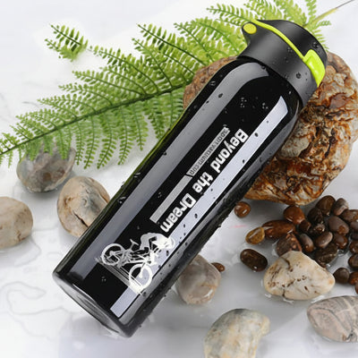 gourde isotherme velo noire decor pierre plante