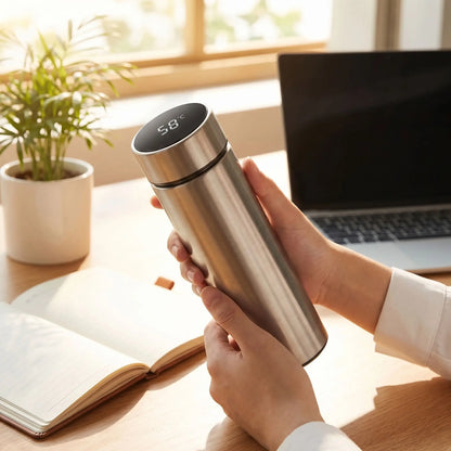 gourdes isotherme tenue par un homme au bureau