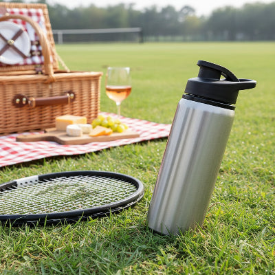 gourdes isothermes sur gazon a cote pique-nique