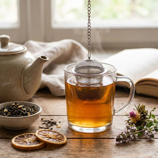 infuseur the utilise dans tasse théiére thé en vrac fleur livre en décor