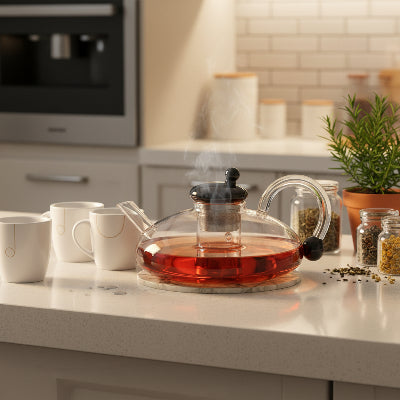 infuseur-theiere-couvert-noire-sur-table-grise