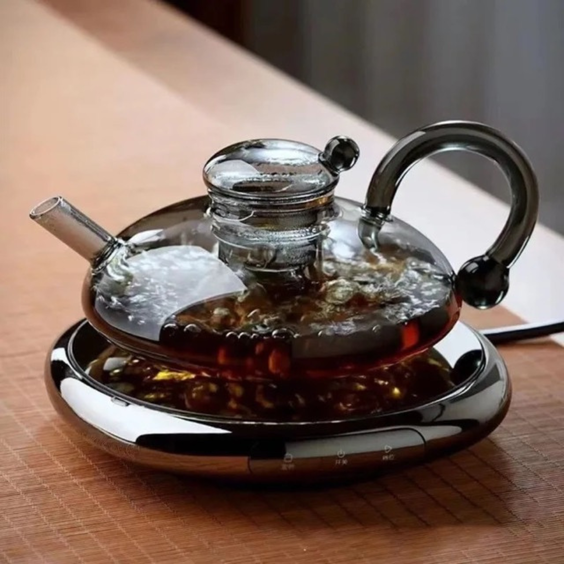 infuseur theiere en ebulition sur plaque chauffante