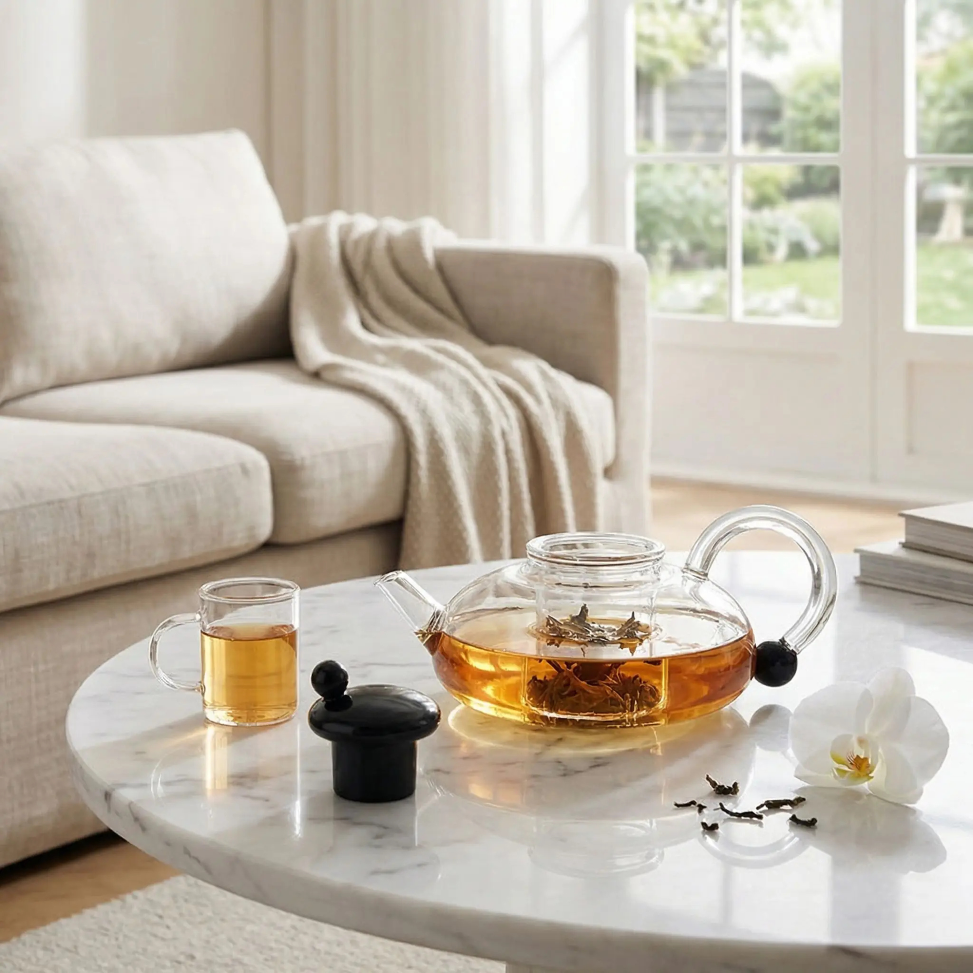 infuseur theiere remplit the dans salon tasse the a cote