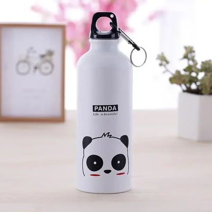 isotherme bouteille blanche panda sur table fleur tableau à coté