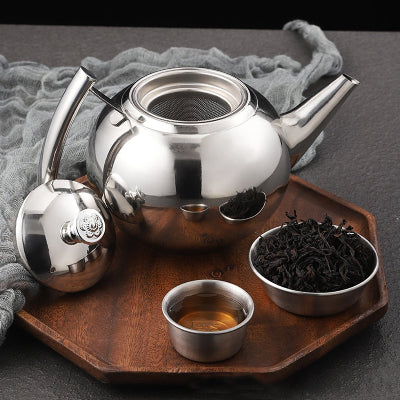 theiere induction sur plateau bois marron the en vrac a cote